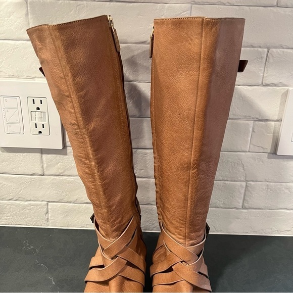 Cole Haan sz 7 tan leather tall harness riding boots - Picture 6 of 16